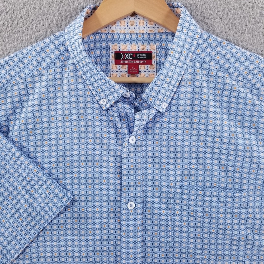 Johnston & Murphy Shirt Mens XL Blue XC4 Performance Sport Tech Extreme Comfort